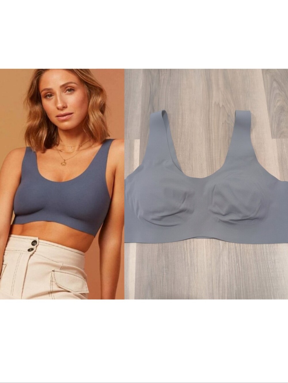 Knix | LuxeLift Seamless Scoop Neck Pullover Wireless Bra In Slate Blue